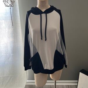 Colorblock Hoodie Sweatshirt - Black, White, Gray